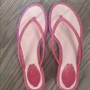 Rene Caovilla Flip Flops with Rhinestone Accents! In excellent condition.